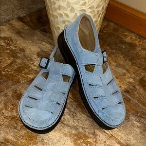 Birkenstock Footprints Womens Size 10 Men’s Size 8 Blue Suede Made in Germany